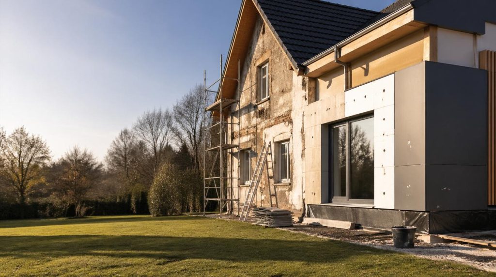 Energieberatung Sanierung – Altbau wird energetisch modernisiert mit Dämmung und Fassadensanierung